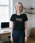 Emotionally Trained On The Internet unisex heavyweight t-shirt in black, worn