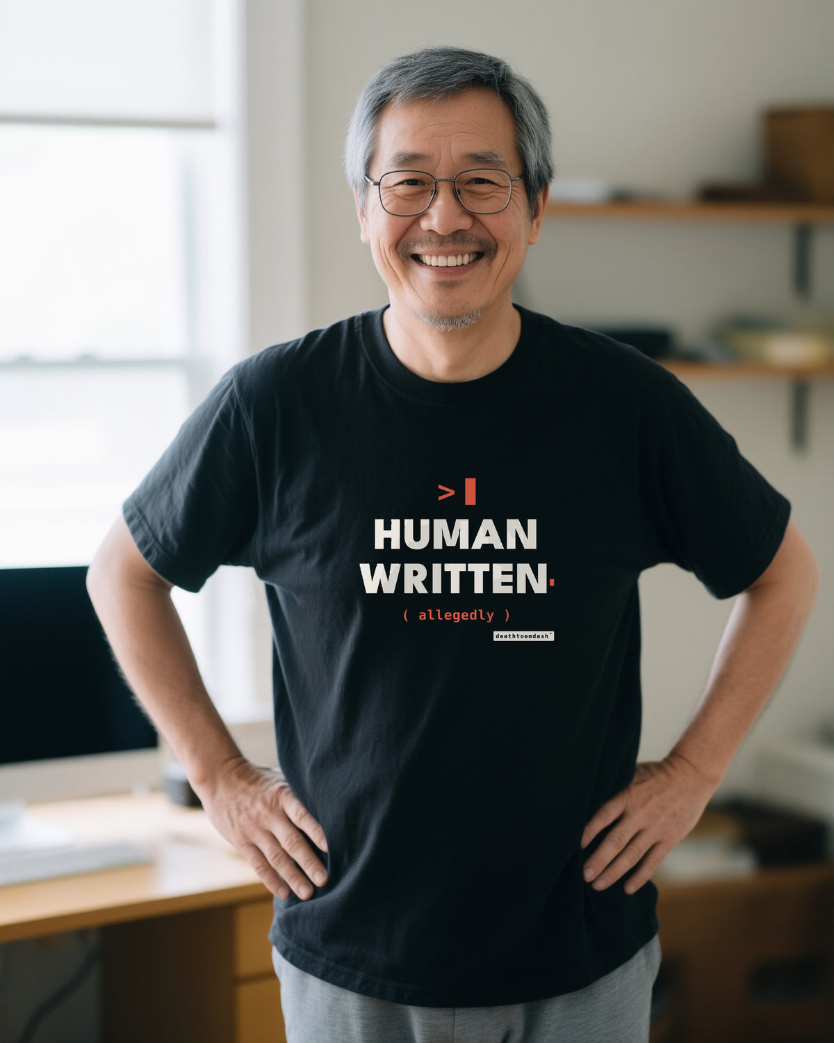 Human Written Allegedly unisex heavyweight t-shirt in black, worn