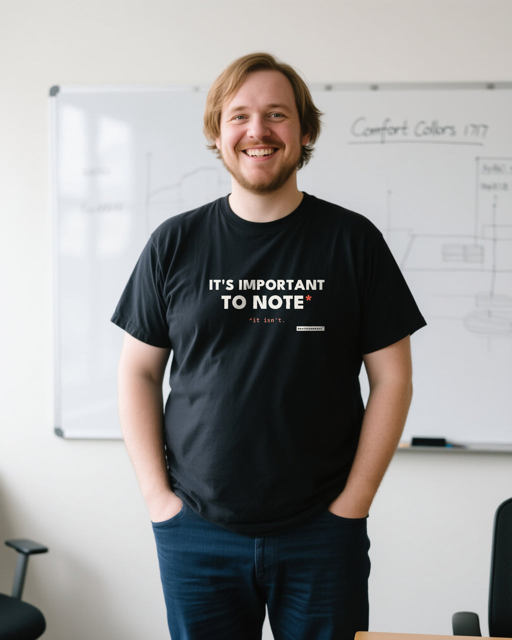 It S Important To Note unisex heavyweight t-shirt in black, worn