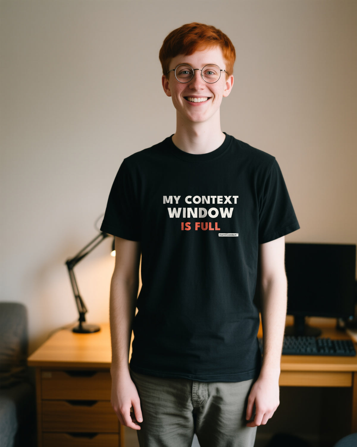 My Context Window Is Full unisex heavyweight t-shirt in black, worn