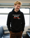 One More Prompt Won T Kill Me unisex heavyweight hoodie in black, worn