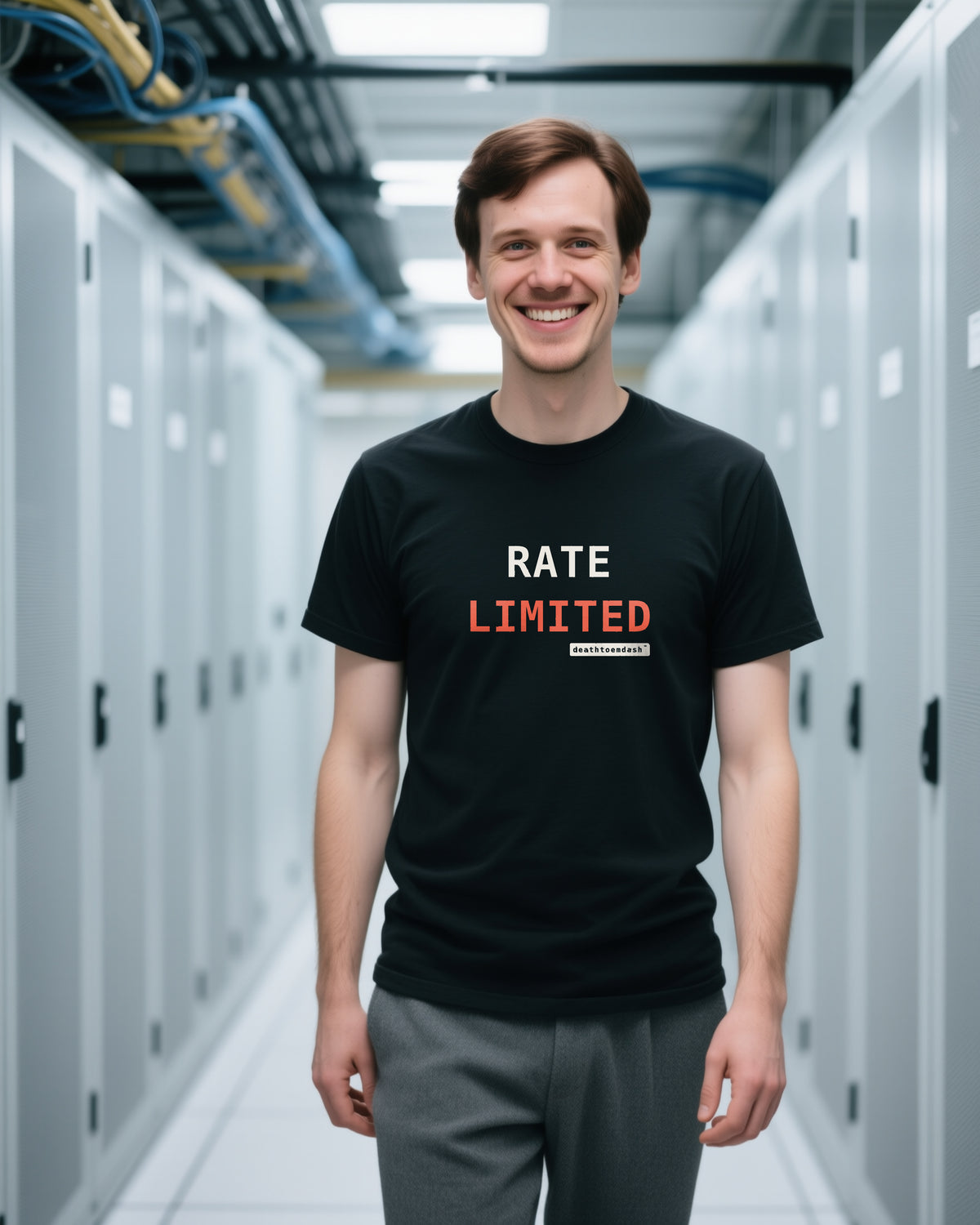 Rate Limited unisex heavyweight t-shirt in black, worn
