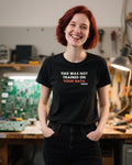 This Was Not Trained On Your Data unisex heavyweight t-shirt in black, worn