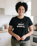 What Bubble unisex heavyweight t-shirt in black, worn