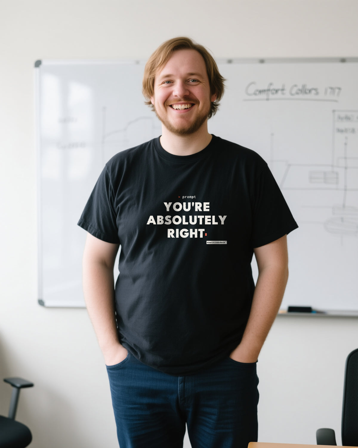 Youre Absolutely Right unisex heavyweight t-shirt in black, worn