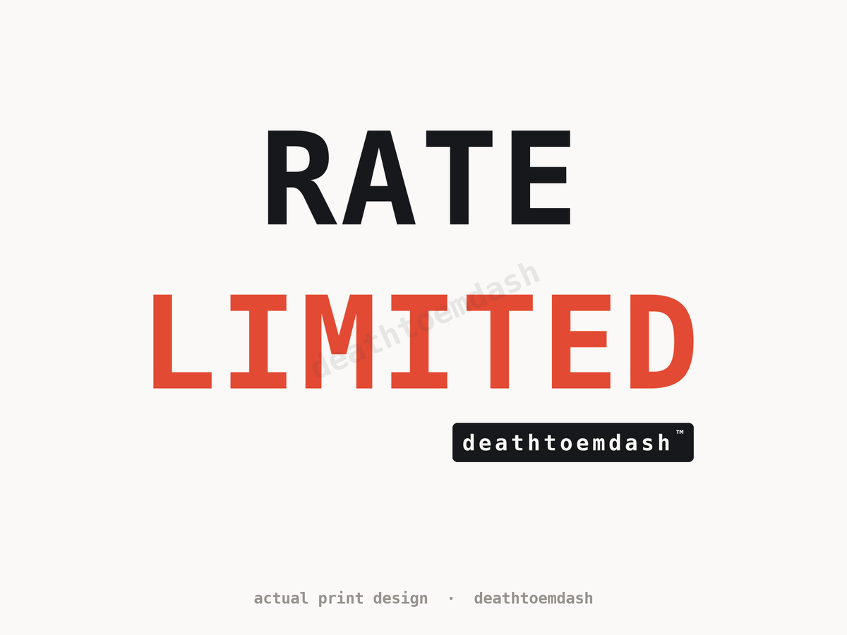 Flat view of the Rate Limited design, full artwork readable