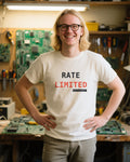 Rate Limited unisex heavyweight t-shirt in ivory, worn