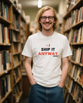 Ship It Anyway unisex heavyweight t-shirt in ivory, worn