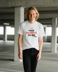 Talk Prompts To Me unisex heavyweight t-shirt in ivory, worn