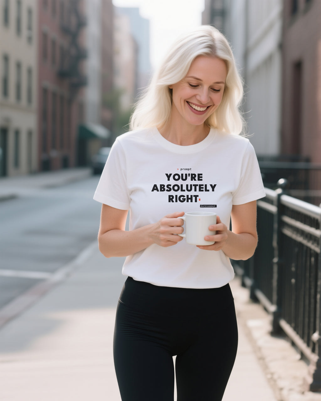 Youre Absolutely Right unisex heavyweight t-shirt in ivory, worn