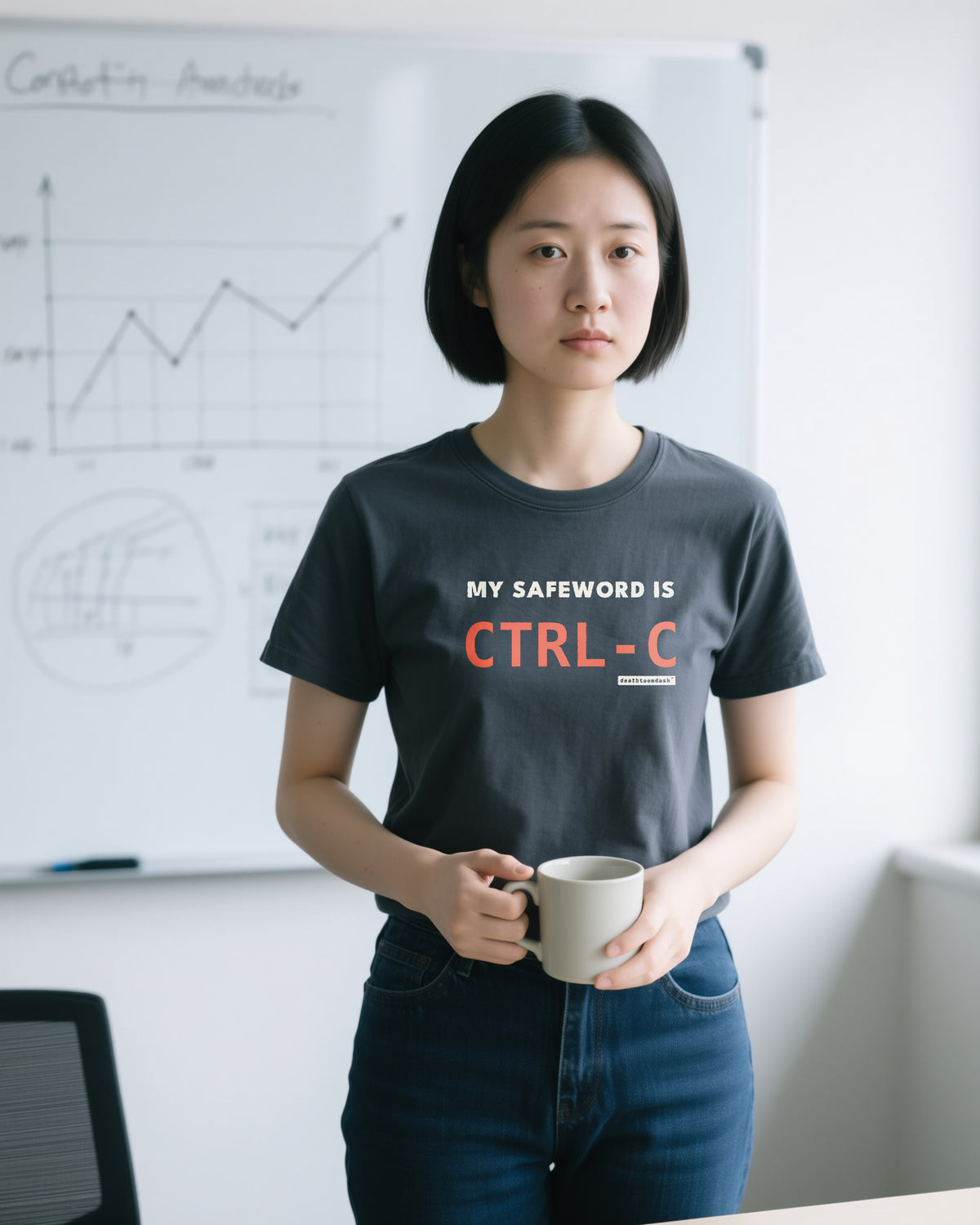 My Safeword Is Ctrl C unisex heavyweight t-shirt in pepper, worn