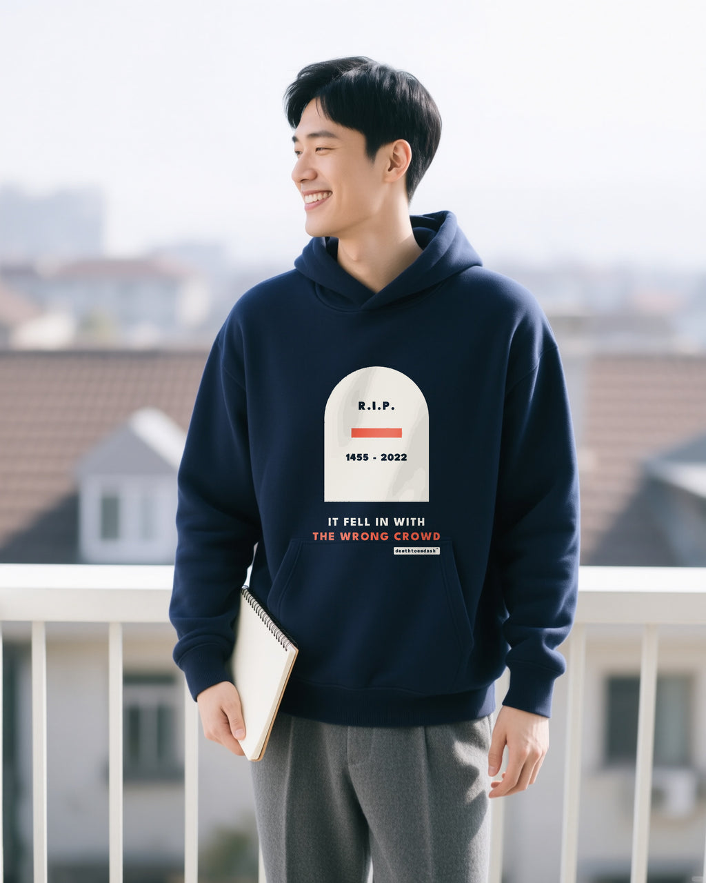 Rip Em Dash unisex heavyweight hoodie in navy, worn