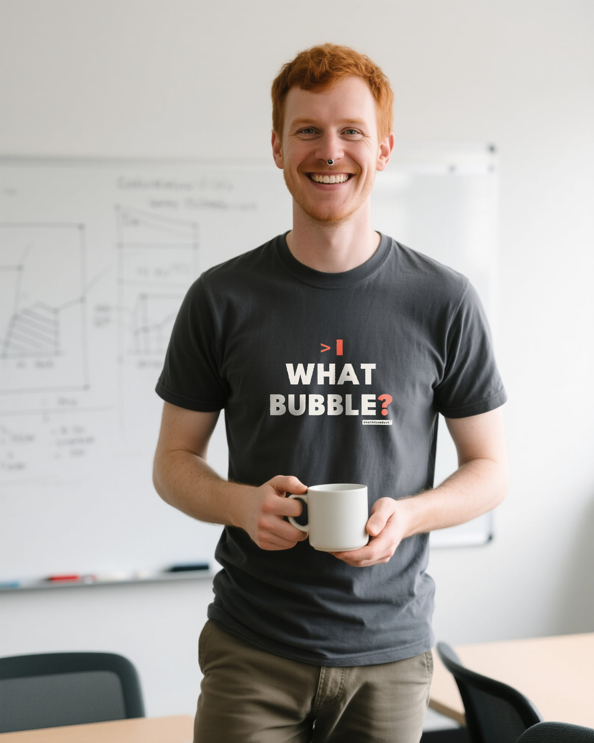 What Bubble unisex heavyweight t-shirt in pepper, worn