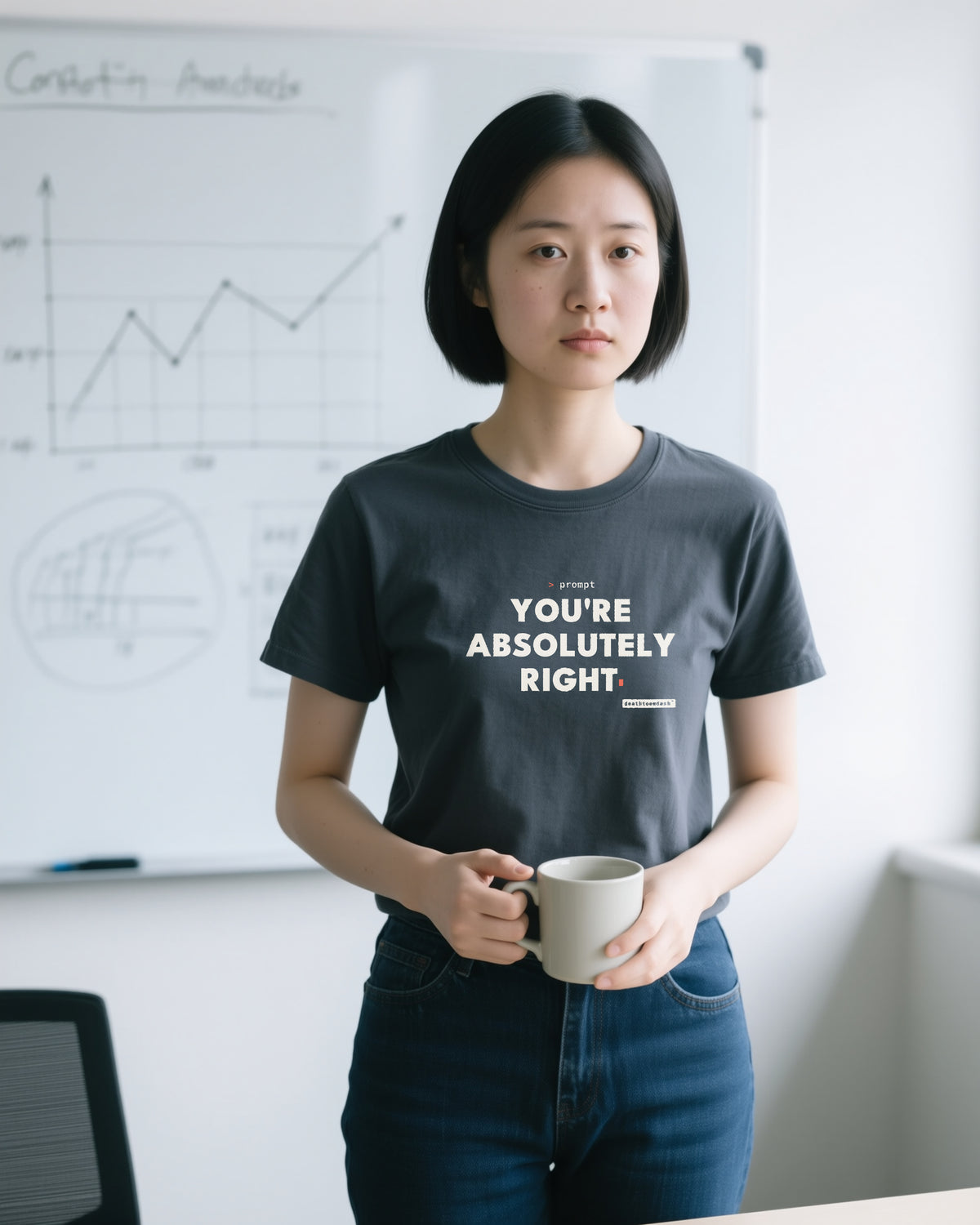Youre Absolutely Right unisex heavyweight t-shirt in pepper, worn