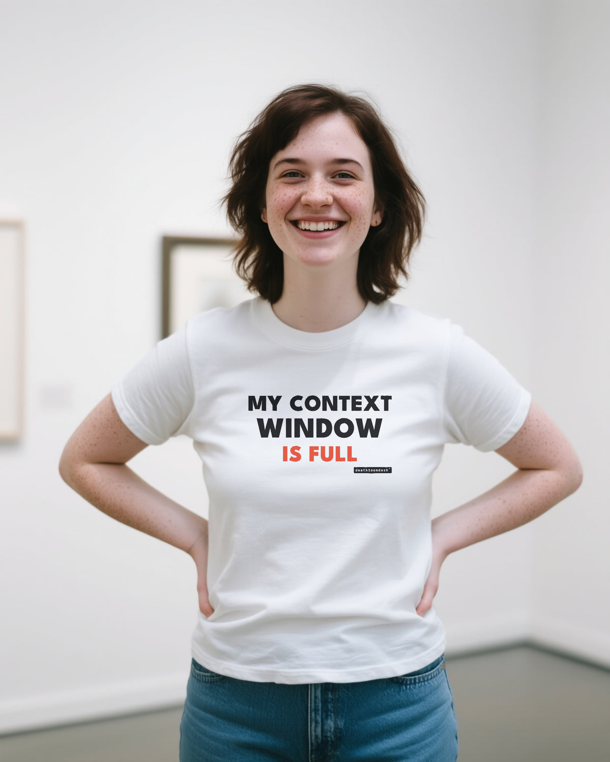 My Context Window Is Full unisex heavyweight t-shirt in white, worn