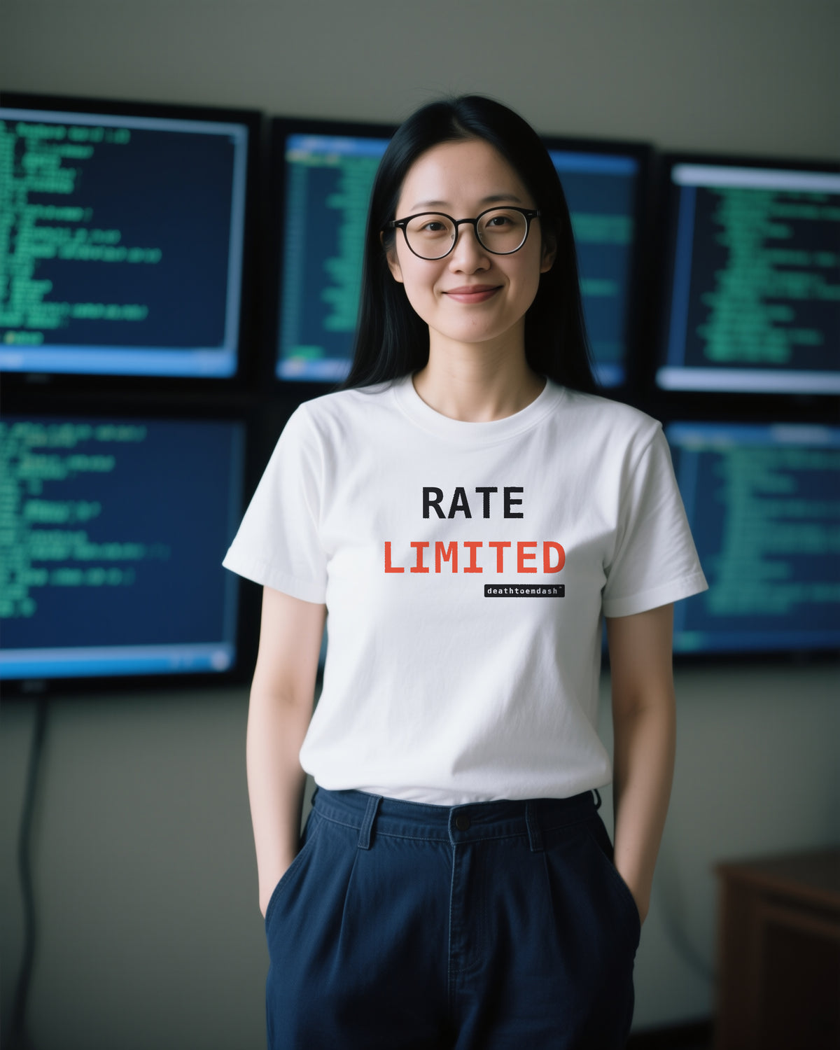 Rate Limited unisex heavyweight t-shirt in white, worn