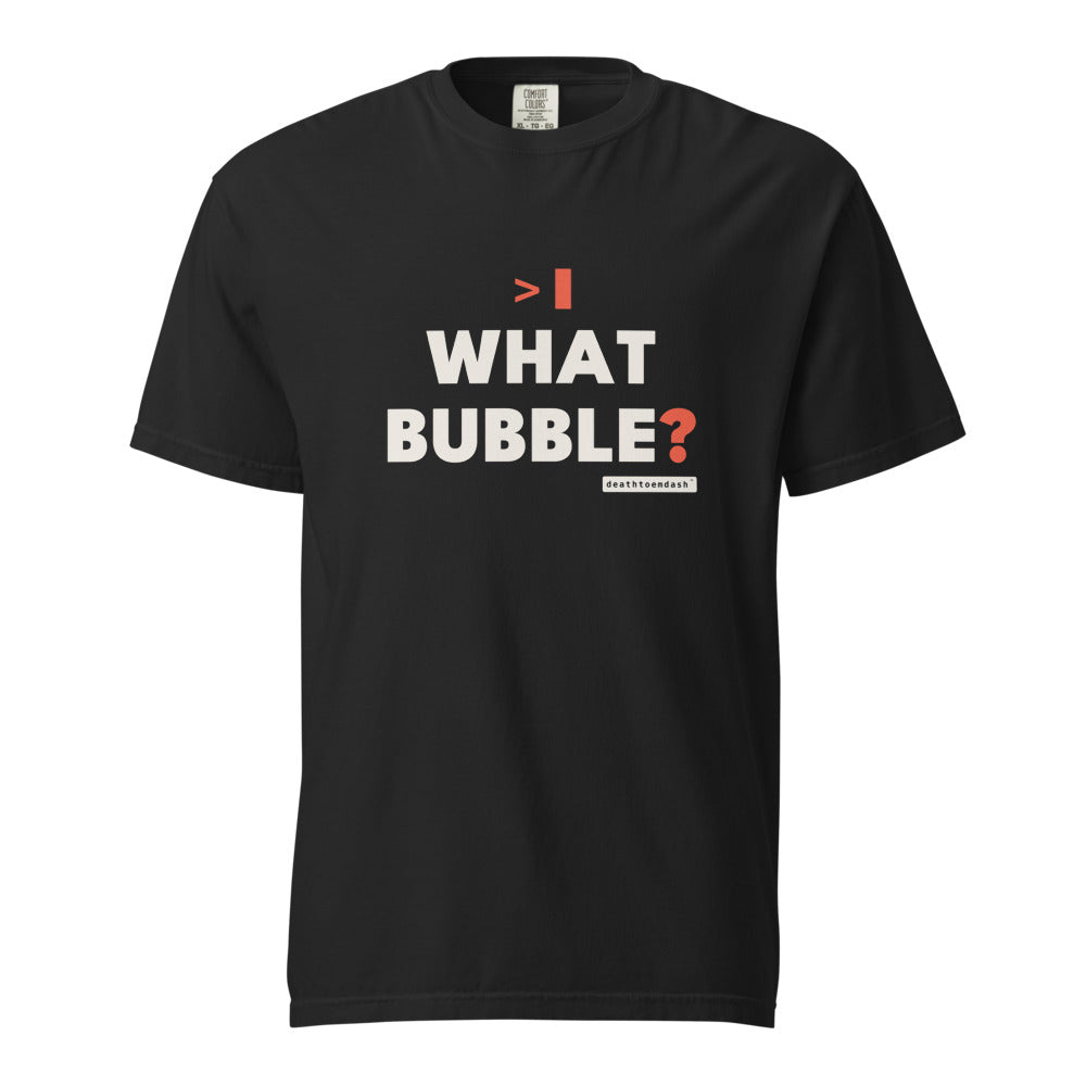 what bubble tee, shown flat so the design reads