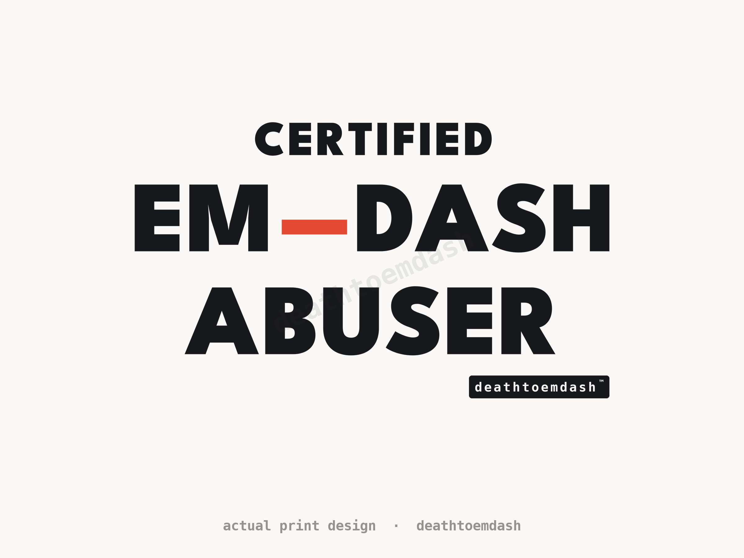 Flat view of the full design with the deathtoemdash logo