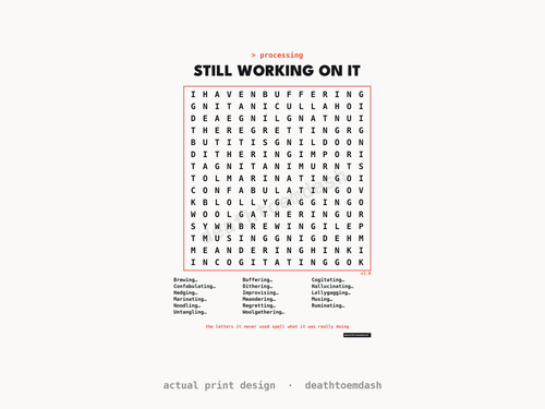 Flat view of the full design with the deathtoemdash logo