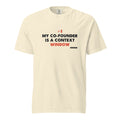 my cofounder is a context window tee, shown flat so the design reads