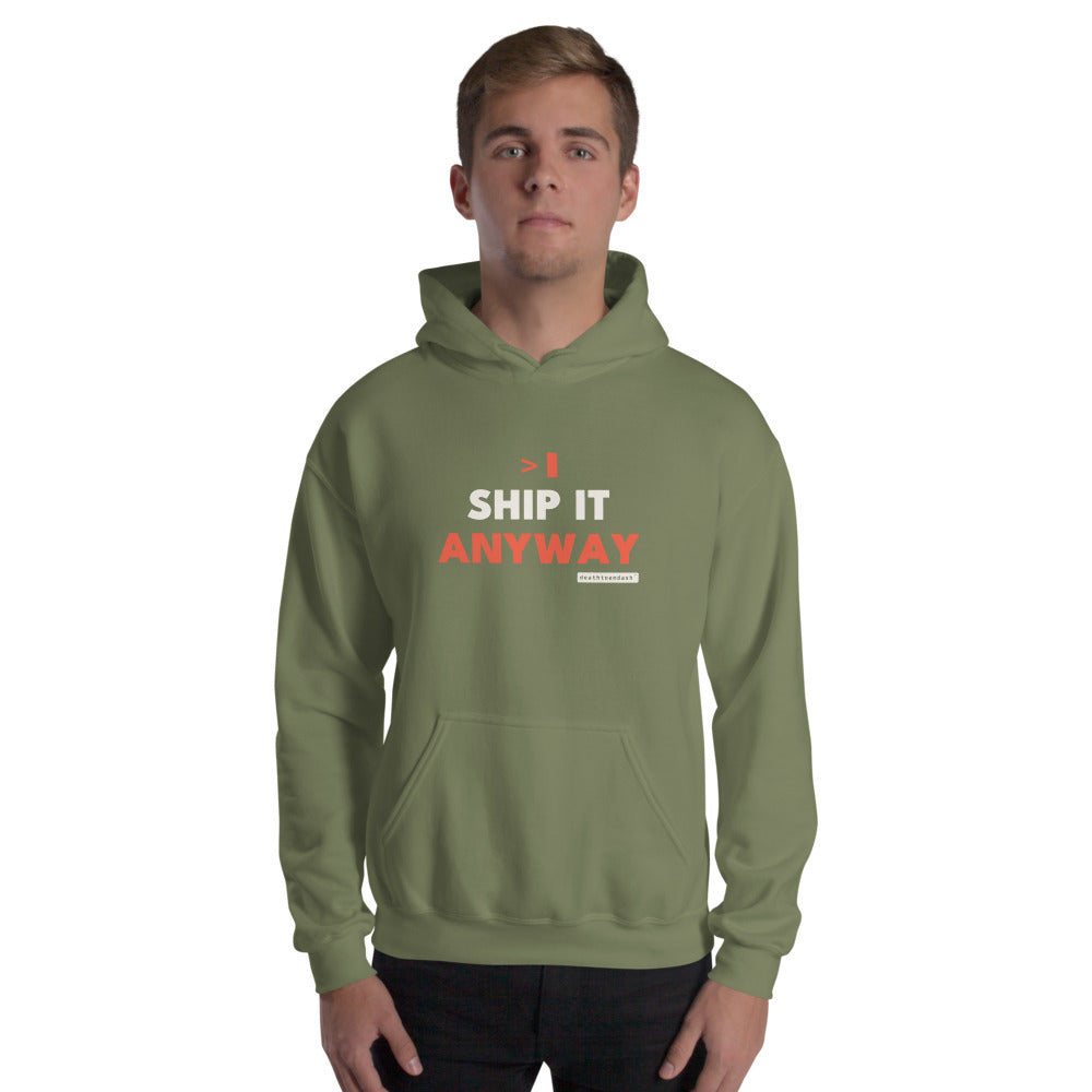The design shown on the militarygreen garment