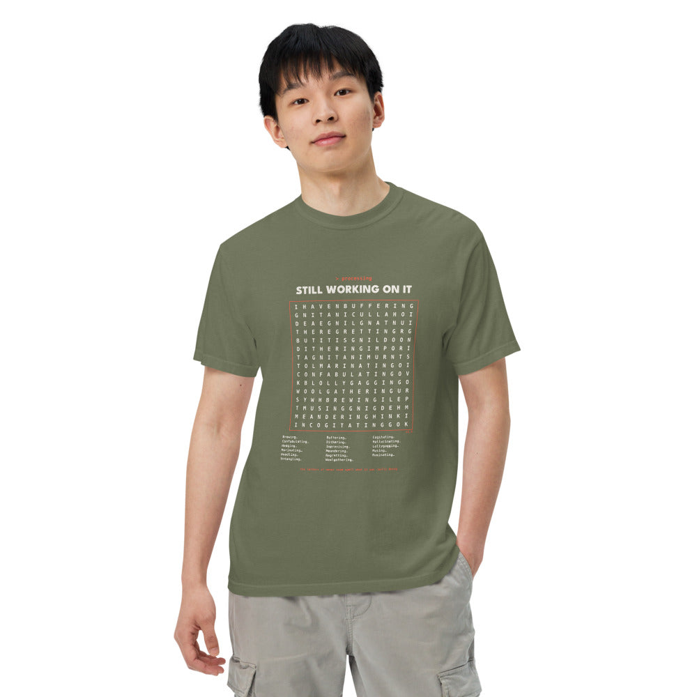 The design shown on the moss garment