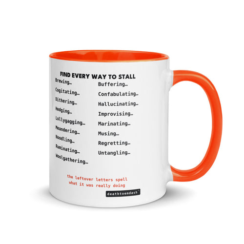The mug shown with the design, orange handle and interior