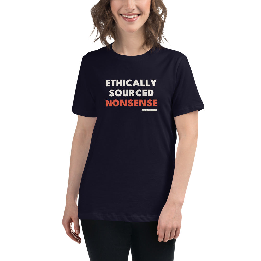 The design shown on the navy garment