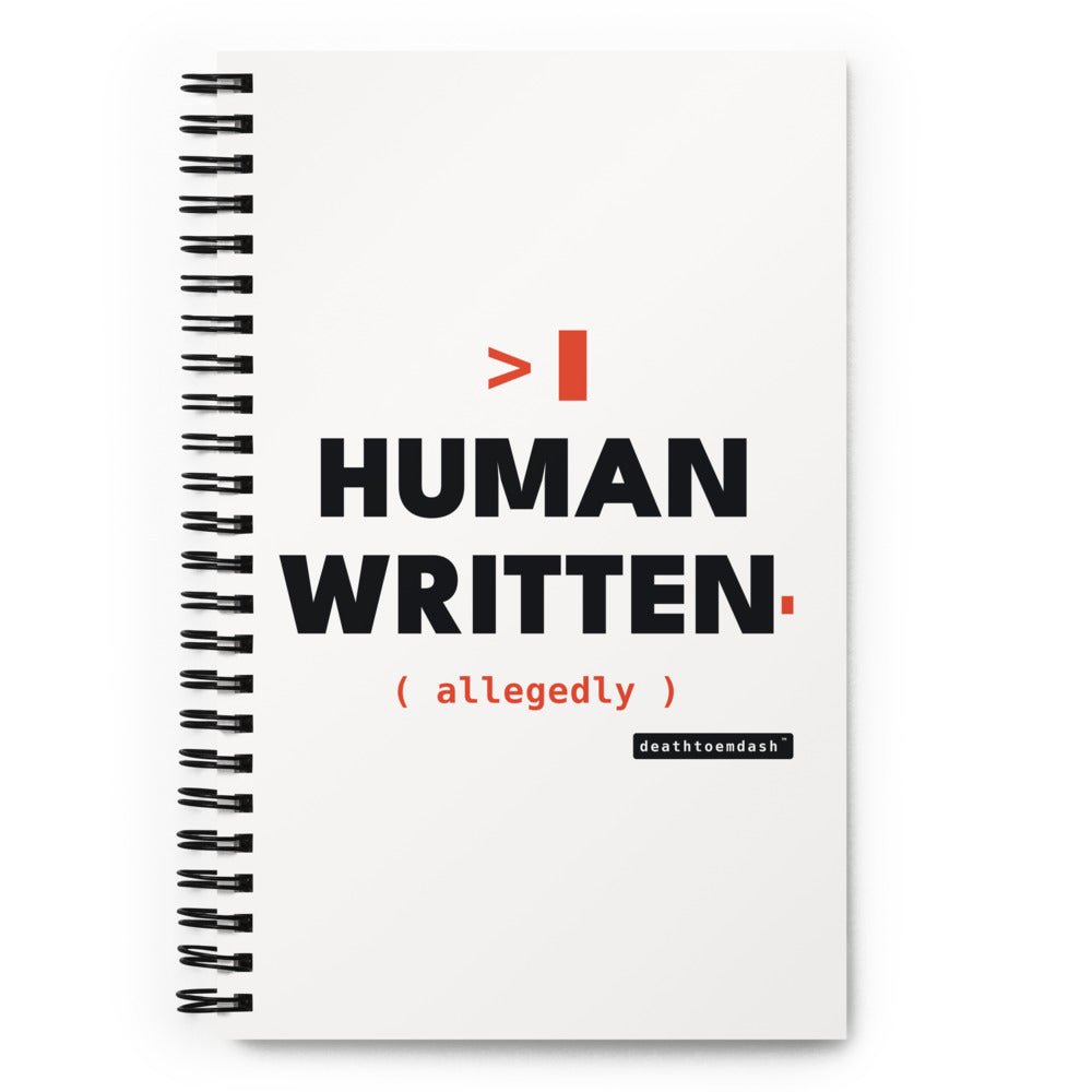 Human Written Allegedly Notebook, product photo