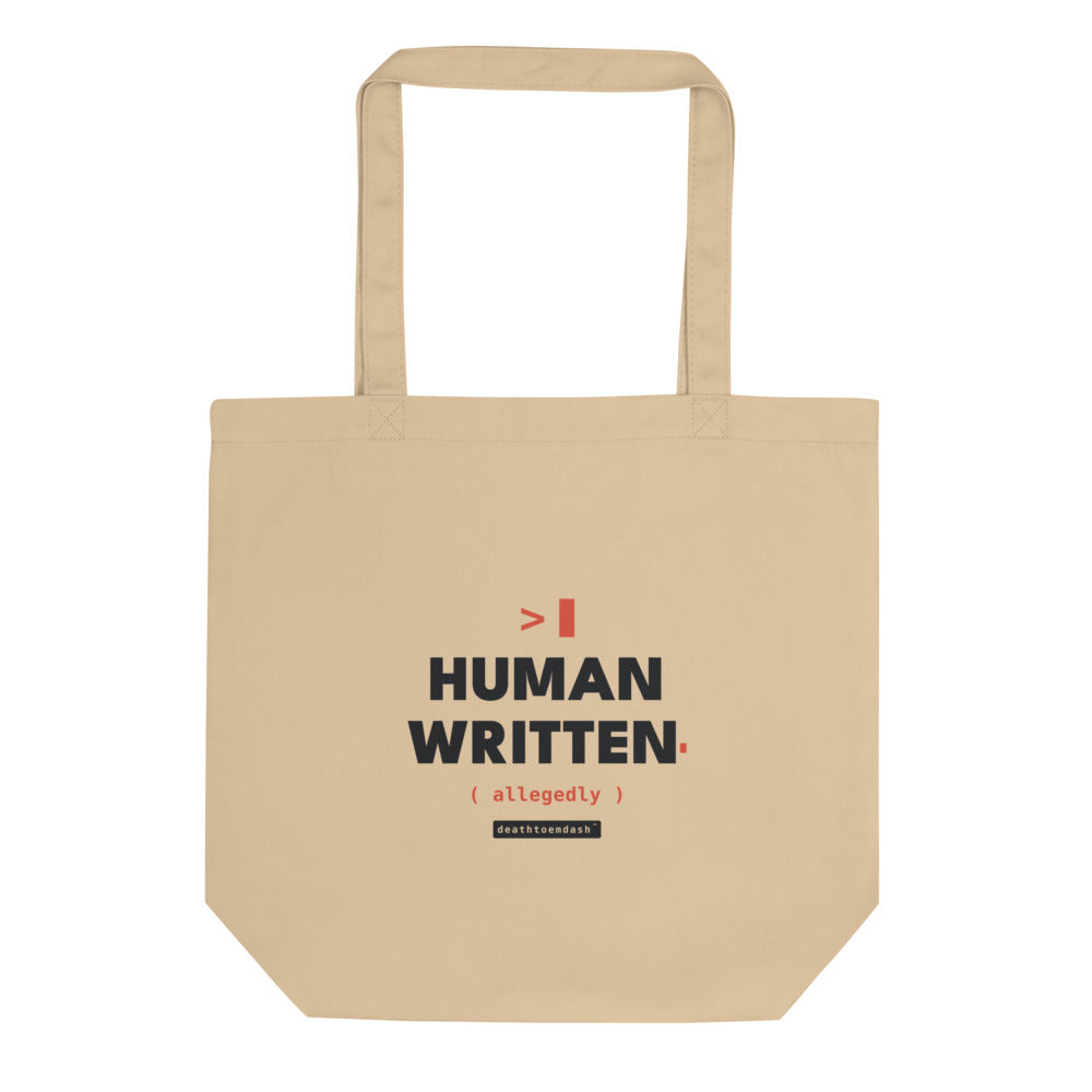 human written allegedly tee, shown flat so the design reads