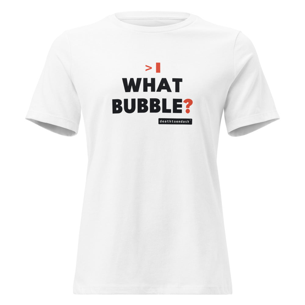 what bubble tee, shown flat so the design reads