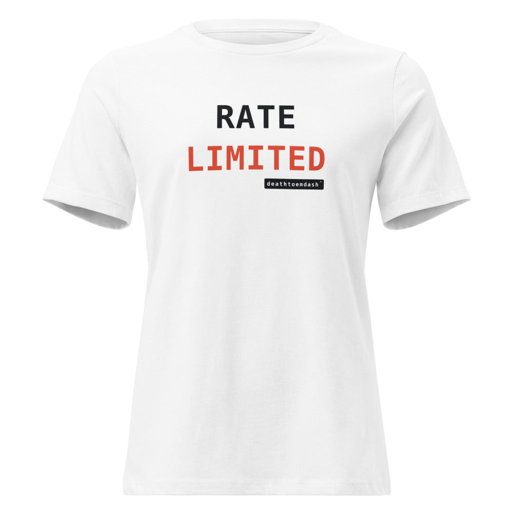 rate limited tee, shown flat so the design reads